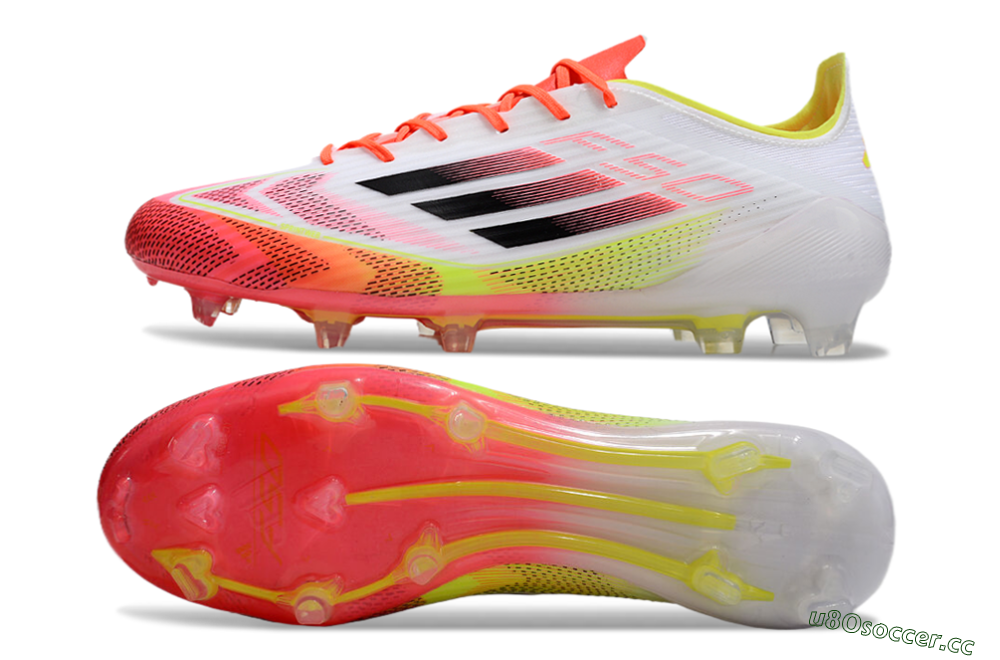 Men's Adidas F50 Elite FG Firm Ground Low-Tops Football Boots - White/Red/Yellow 1