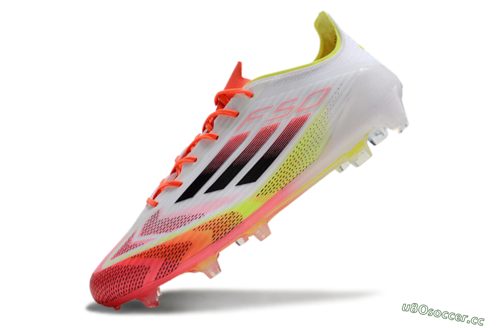 Men's Adidas F50 Elite FG Firm Ground Low-Tops Football Boots - White/Red/Yellow 5