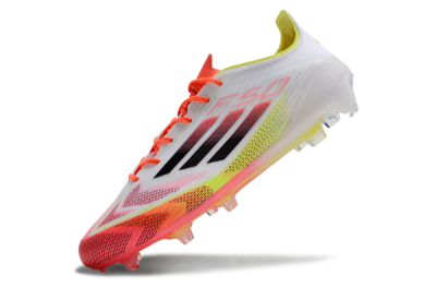 Men's Adidas F50 Elite FG Firm Ground Low-Tops Football Boots - White/Red/Yellow