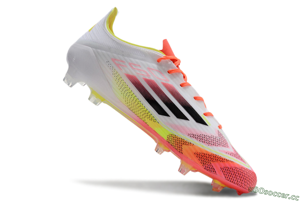 Men's Adidas F50 Elite FG Firm Ground Low-Tops Football Boots - White/Red/Yellow 4