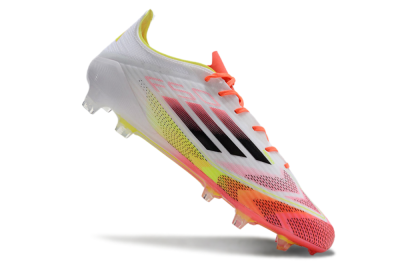 Men's Adidas F50 Elite FG Firm Ground Low-Tops Football Boots - White/Red/Yellow