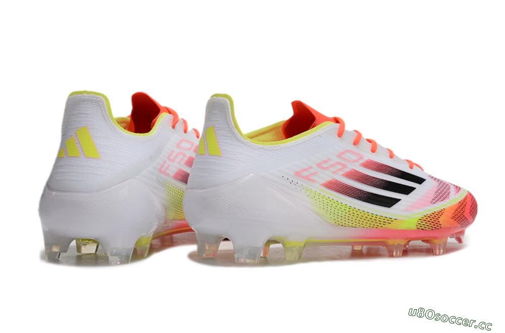 Men's Adidas F50 Elite FG Firm Ground Low-Tops Football Boots - White/Red/Yellow 6