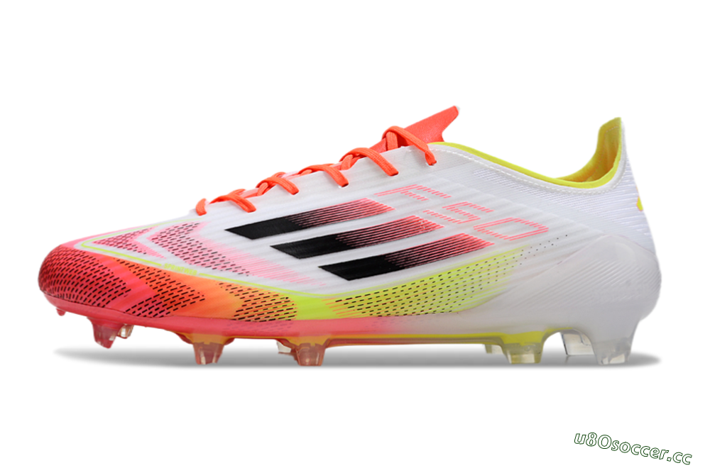 Men's Adidas F50 Elite FG Firm Ground Low-Tops Football Boots - White/Red/Yellow 0