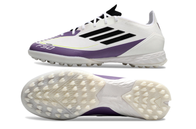 Men's Adidas x Messi F50 Pro TF Artificial Turf Low-Tops Football Shoes - White/Purple/Black