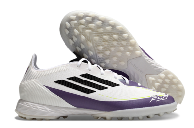 Men's Adidas x Messi F50 Pro TF Artificial Turf Low-Tops Football Shoes - White/Purple/Black