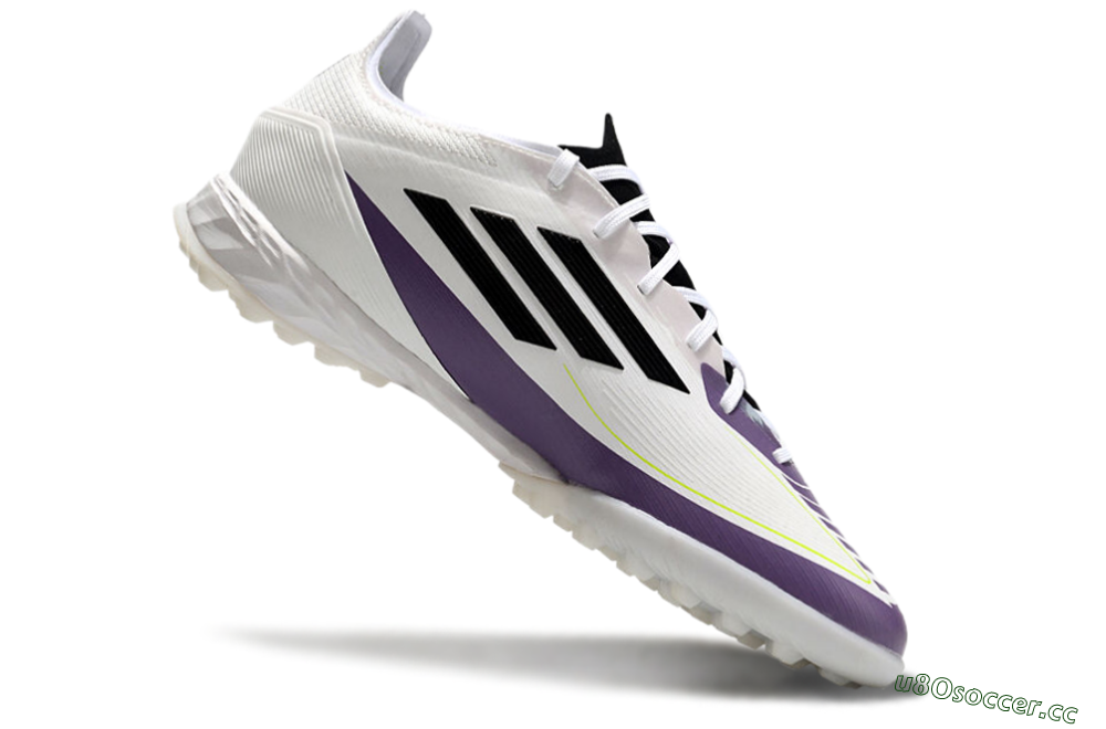 Men's Adidas x Messi F50 Pro TF Artificial Turf Low-Tops Football Shoes - White/Purple/Black 4