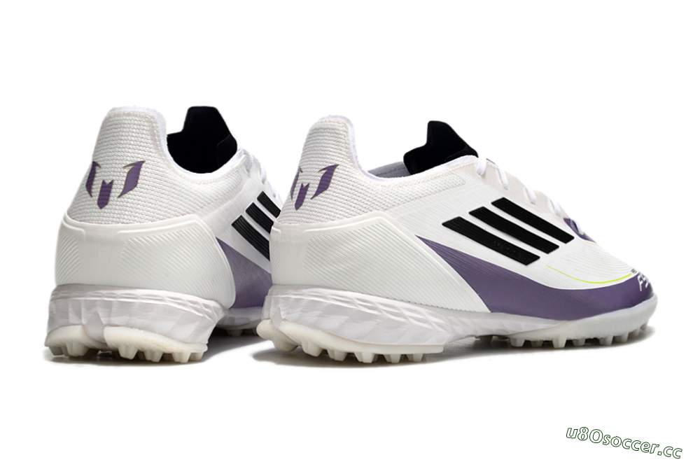 Men's Adidas x Messi F50 Pro TF Artificial Turf Low-Tops Football Shoes - White/Purple/Black 6