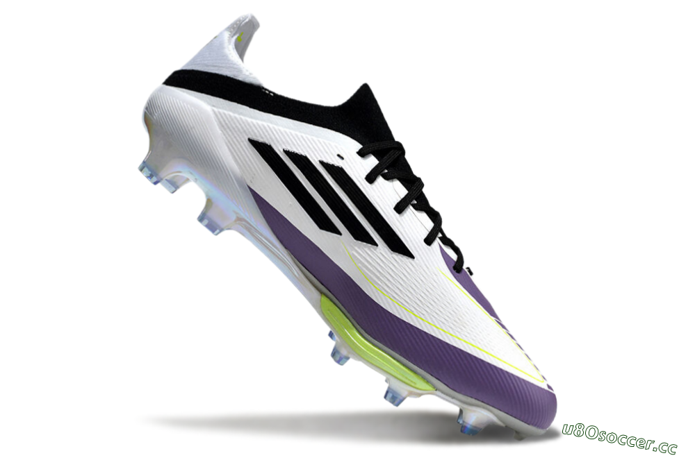 Men's Adidas F50 Elite FG Firm Ground Low-Tops Football Boots - White/Black/Purple 4