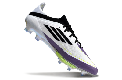 Men's Adidas F50 Elite FG Firm Ground Low-Tops Football Boots - White/Black/Purple