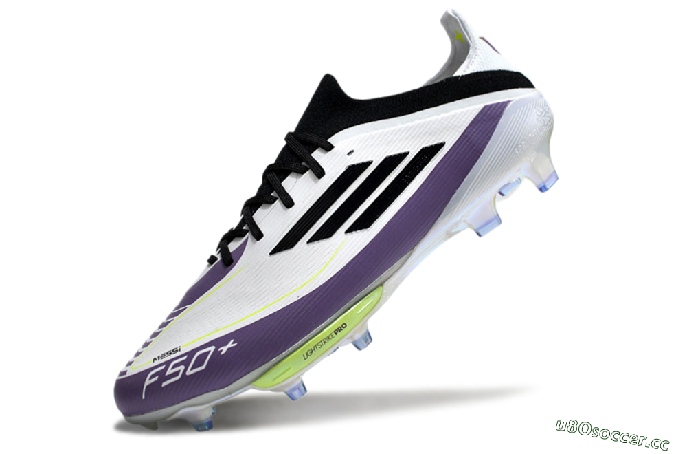 Men's Adidas F50 Elite FG Firm Ground Low-Tops Football Boots - White/Black/Purple 5