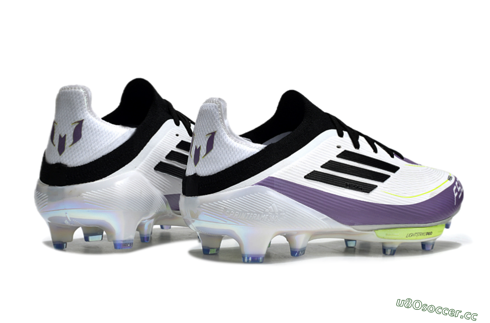 Men's Adidas F50 Elite FG Firm Ground Low-Tops Football Boots - White/Black/Purple 6