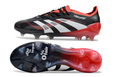 Unisex Adidas Predator 24 Elite FG Firm Ground Low-Tops Football Boots - Black/White/Red