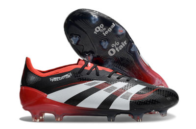 Unisex Adidas Predator 24 Elite FG Firm Ground Low-Tops Football Boots - Black/White/Red