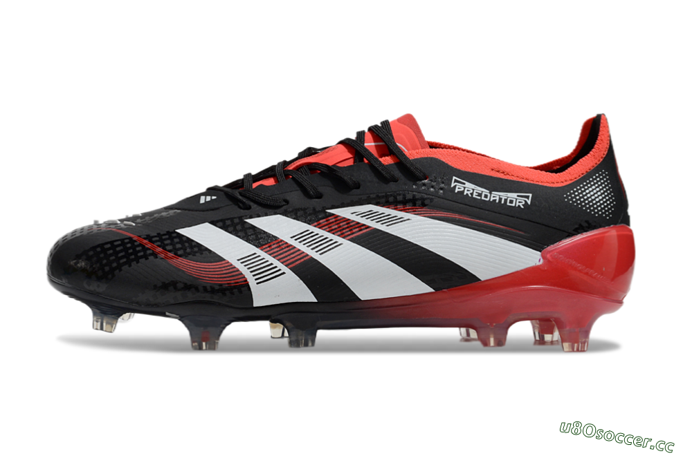 Unisex Adidas Predator 24 Elite FG Firm Ground Low-Tops Football Boots - Black/White/Red 0