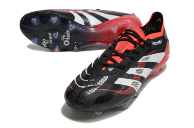 Unisex Adidas Predator 24 Elite FG Firm Ground Low-Tops Football Boots - Black/White/Red