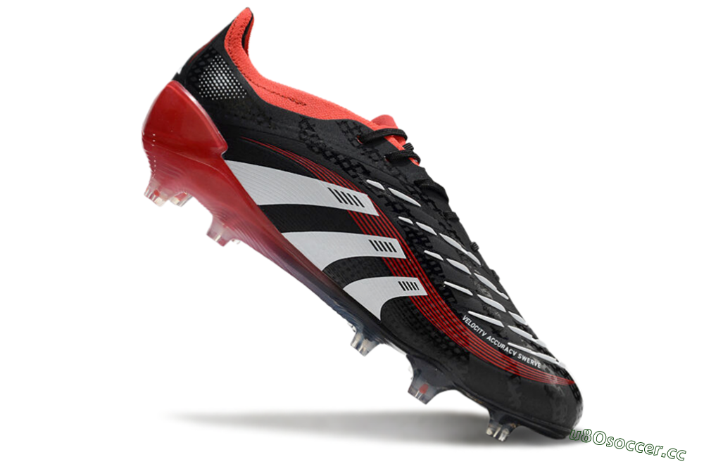 Unisex Adidas Predator 24 Elite FG Firm Ground Low-Tops Football Boots - Black/White/Red 4