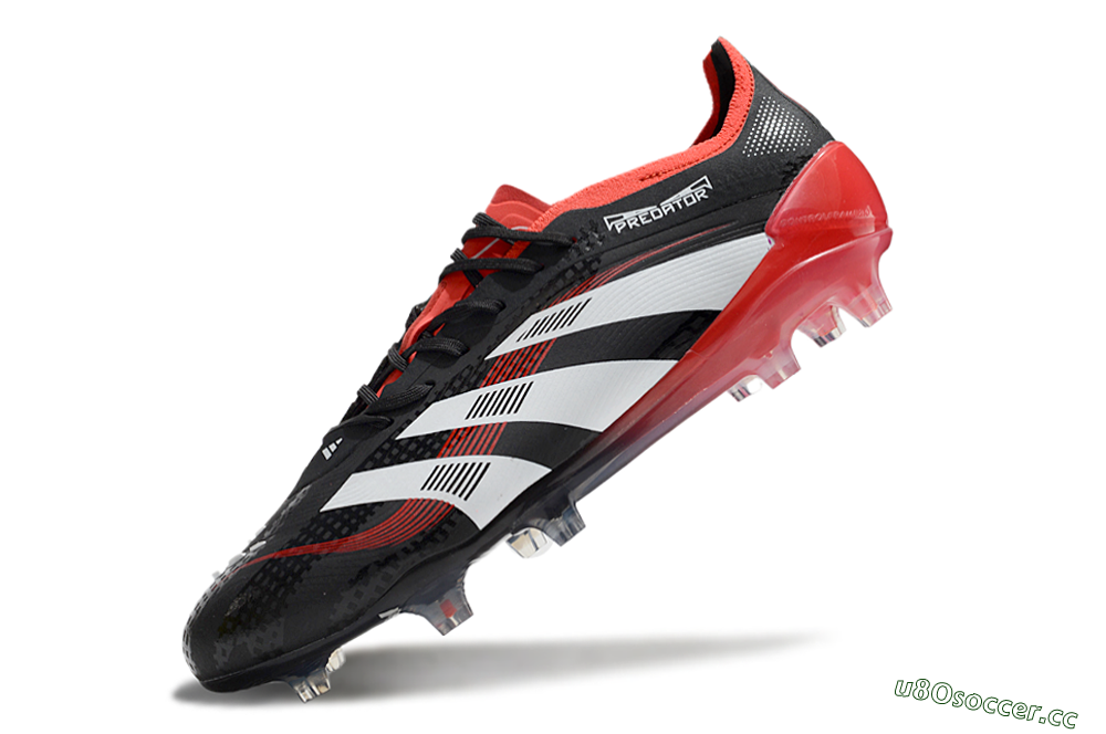 Unisex Adidas Predator 24 Elite FG Firm Ground Low-Tops Football Boots - Black/White/Red 5