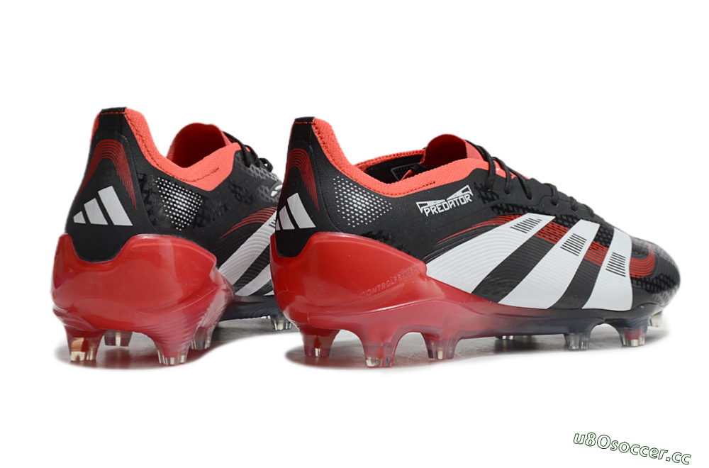 Unisex Adidas Predator 24 Elite FG Firm Ground Low-Tops Football Boots - Black/White/Red 6