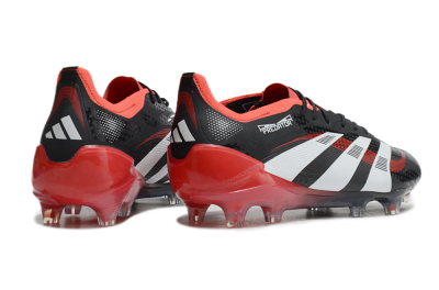 Unisex Adidas Predator 24 Elite FG Firm Ground Low-Tops Football Boots - Black/White/Red