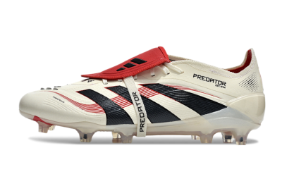 Men's Adidas Predator Elite Foldover Tongue FG Firm Ground Low-Tops Football Boots - Beige/Black/Red