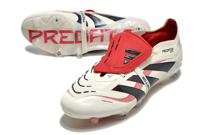 Men's Adidas Predator Elite Foldover Tongue FG Firm Ground Low-Tops Football Boots - Beige/Black/Red