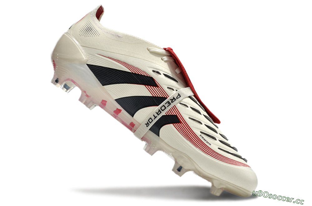 Men's Adidas Predator Elite Foldover Tongue FG Firm Ground Low-Tops Football Boots - Beige/Black/Red 5