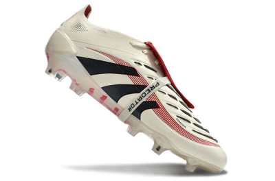 Men's Adidas Predator Elite Foldover Tongue FG Firm Ground Low-Tops Football Boots - Beige/Black/Red