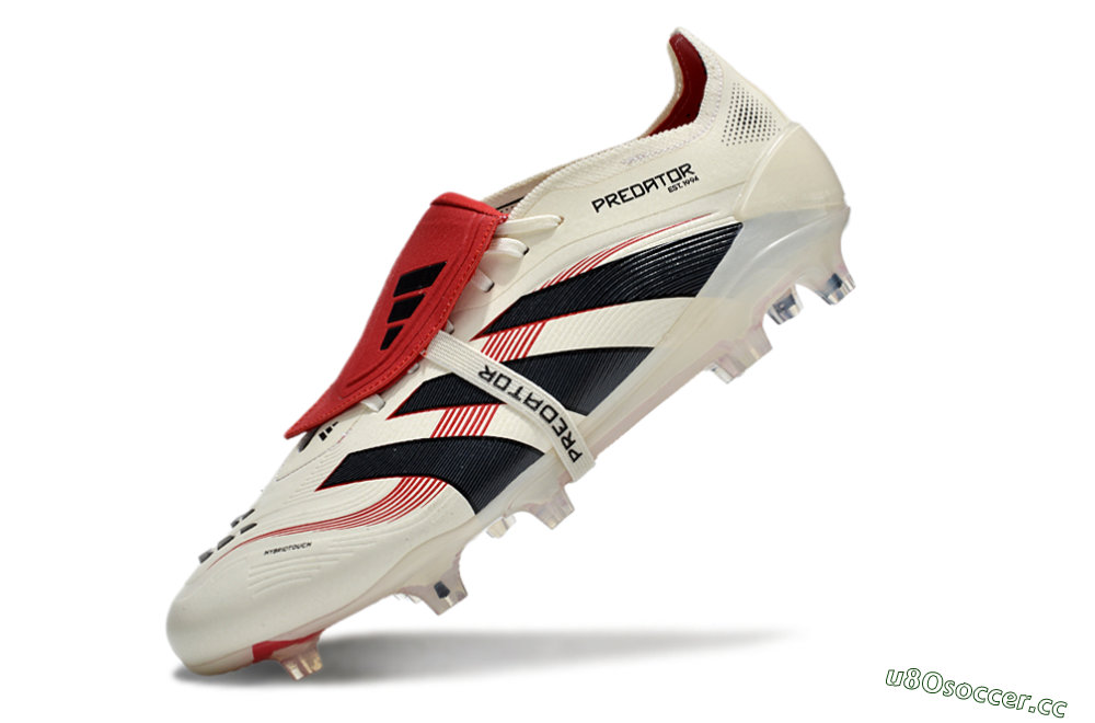 Men's Adidas Predator Elite Foldover Tongue FG Firm Ground Low-Tops Football Boots - Beige/Black/Red 6