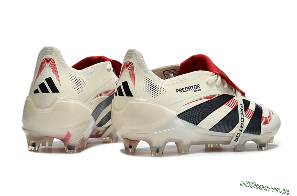 Men's Adidas Predator Elite Foldover Tongue FG Firm Ground Low-Tops Football Boots - Beige/Black/Red 1