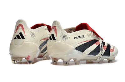 Men's Adidas Predator Elite Foldover Tongue FG Firm Ground Low-Tops Football Boots - Beige/Black/Red