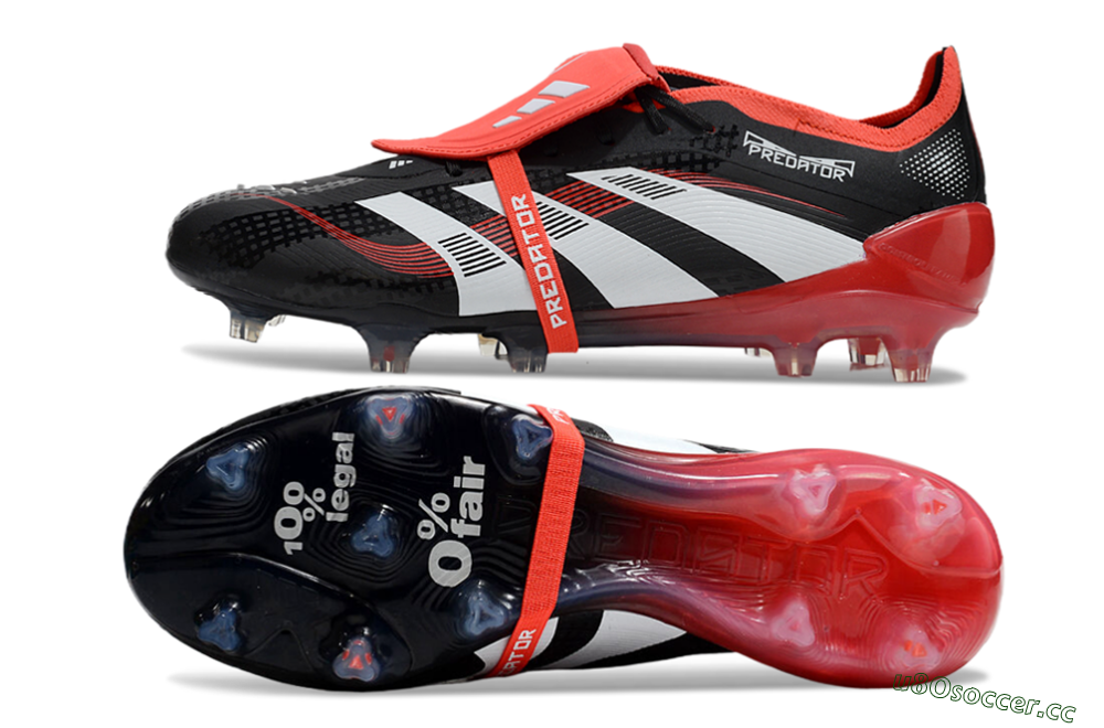 Men's Adidas Predator Elite Foldover Tongue FG Firm Ground Low-Tops Football Boots - Black/White/Red 1