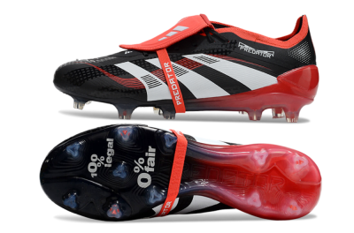Men's Adidas Predator Elite Foldover Tongue FG Firm Ground Low-Tops Football Boots - Black/White/Red