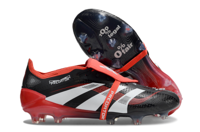 Men's Adidas Predator Elite Foldover Tongue FG Firm Ground Low-Tops Football Boots - Black/White/Red