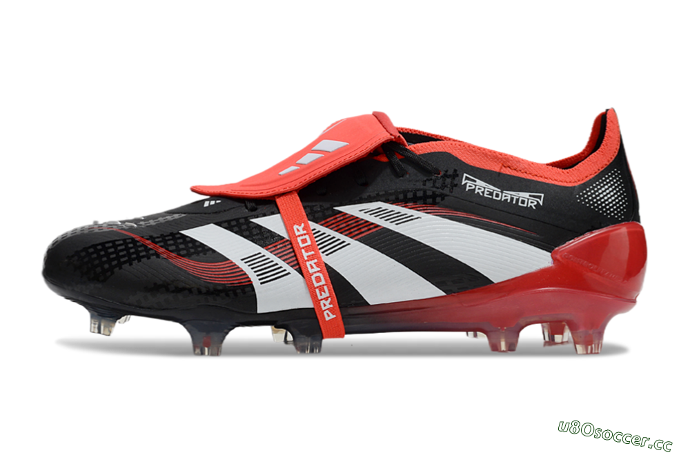 Men's Adidas Predator Elite Foldover Tongue FG Firm Ground Low-Tops Football Boots - Black/White/Red 0