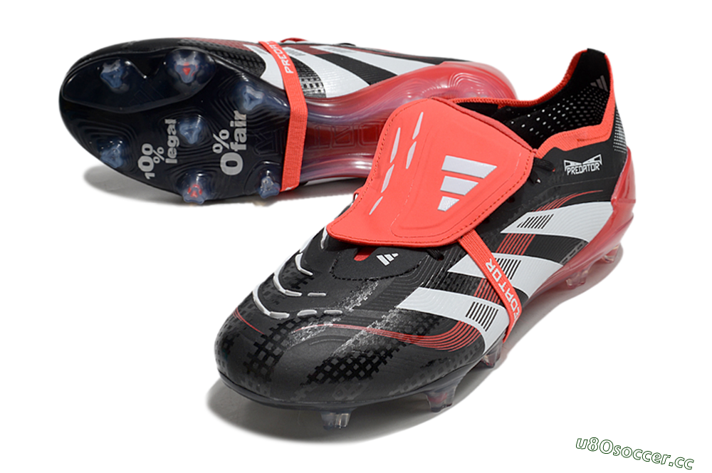 Men's Adidas Predator Elite Foldover Tongue FG Firm Ground Low-Tops Football Boots - Black/White/Red 3