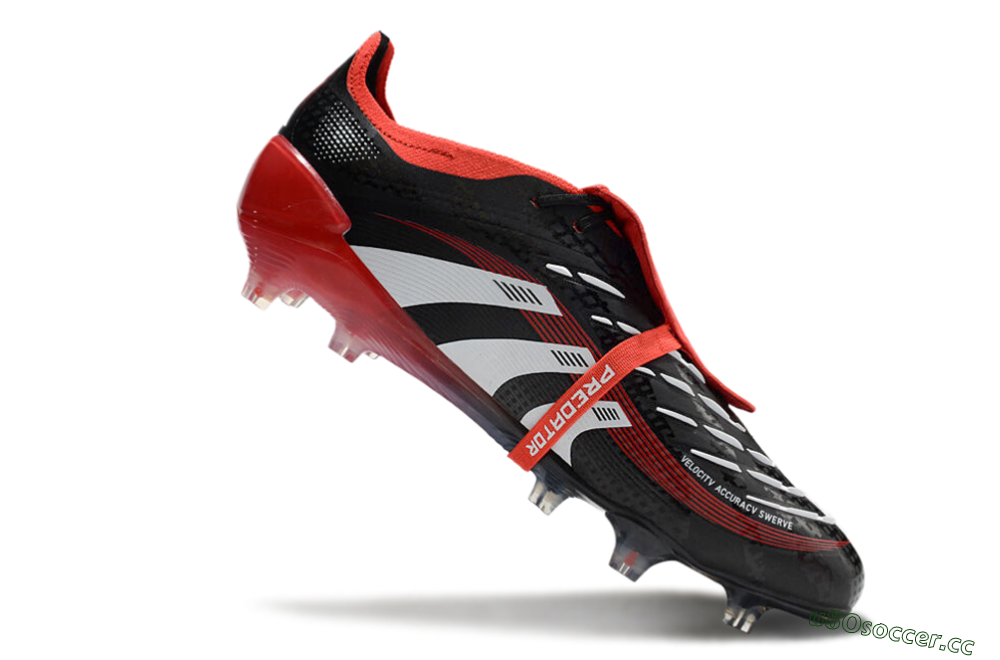 Men's Adidas Predator Elite Foldover Tongue FG Firm Ground Low-Tops Football Boots - Black/White/Red 4