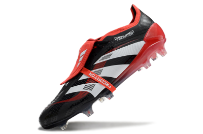 Men's Adidas Predator Elite Foldover Tongue FG Firm Ground Low-Tops Football Boots - Black/White/Red