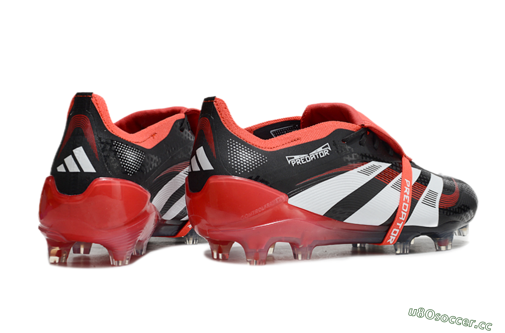 Men's Adidas Predator Elite Foldover Tongue FG Firm Ground Low-Tops Football Boots - Black/White/Red 6