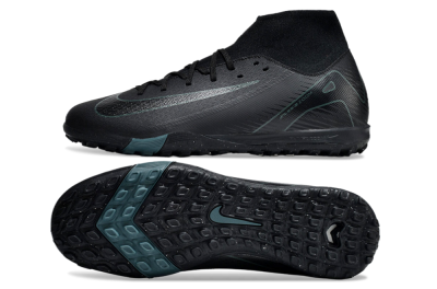 Unisex Nike Air Zoom Mercurial Superfly 10 Elite TF Artificial Turf High-Tops Football Shoes - Black/Green/Silver