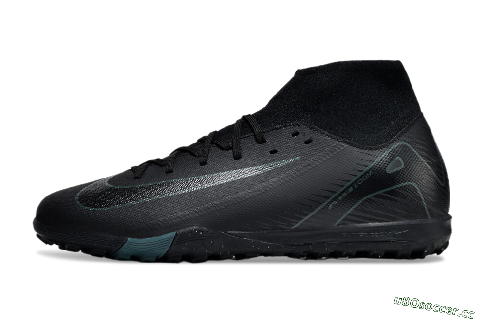 Unisex Nike Air Zoom Mercurial Superfly 10 Elite TF Artificial Turf High-Tops Football Shoes - Black/Green/Silver 0