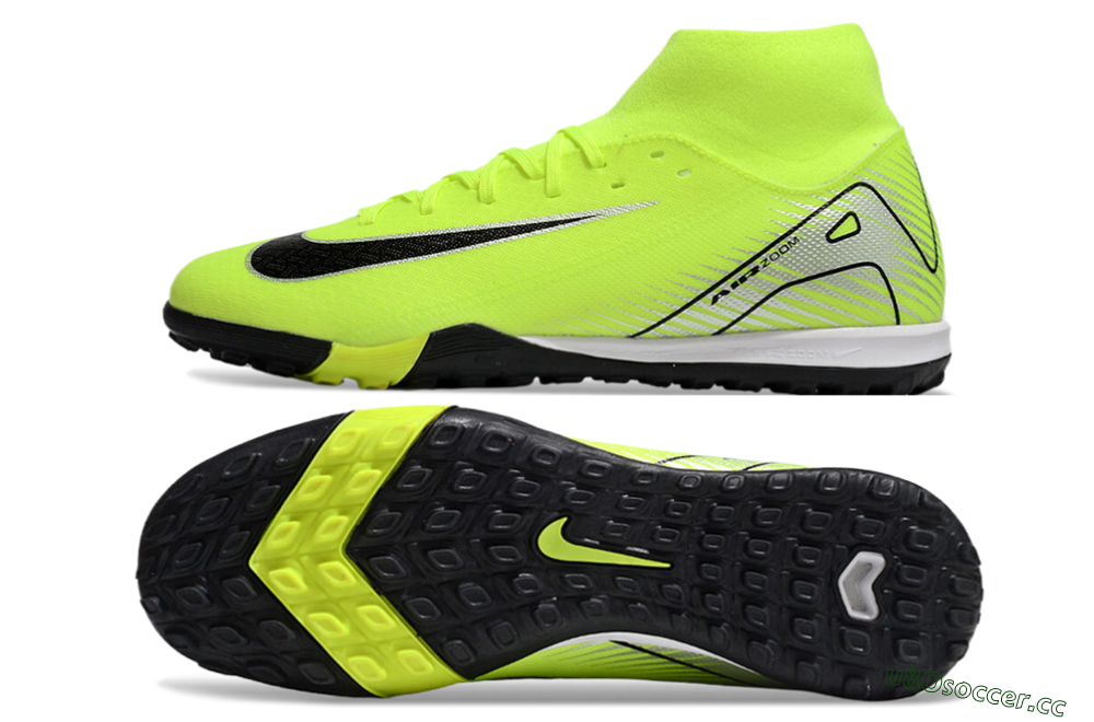 Unisex Nike Air Zoom Mercurial Superfly 10 Elite TF Artificial Turf High-Tops Football Shoes - Yellow/Black/Silver 1