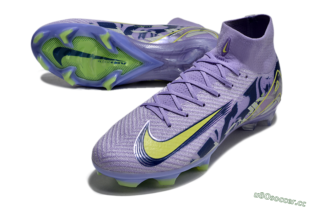 Unisex Nike Air Zoom Mercurial Superfly 10 Elite FG Firm Ground High-Tops Football Boots - Purple/Yellow/White 3
