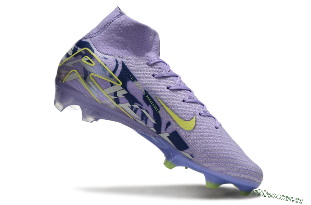 Unisex Nike Air Zoom Mercurial Superfly 10 Elite FG Firm Ground High-Tops Football Boots - Purple/Yellow/White 0