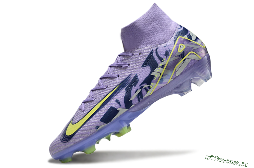 Unisex Nike Air Zoom Mercurial Superfly 10 Elite FG Firm Ground High-Tops Football Boots - Purple/Yellow/White 2