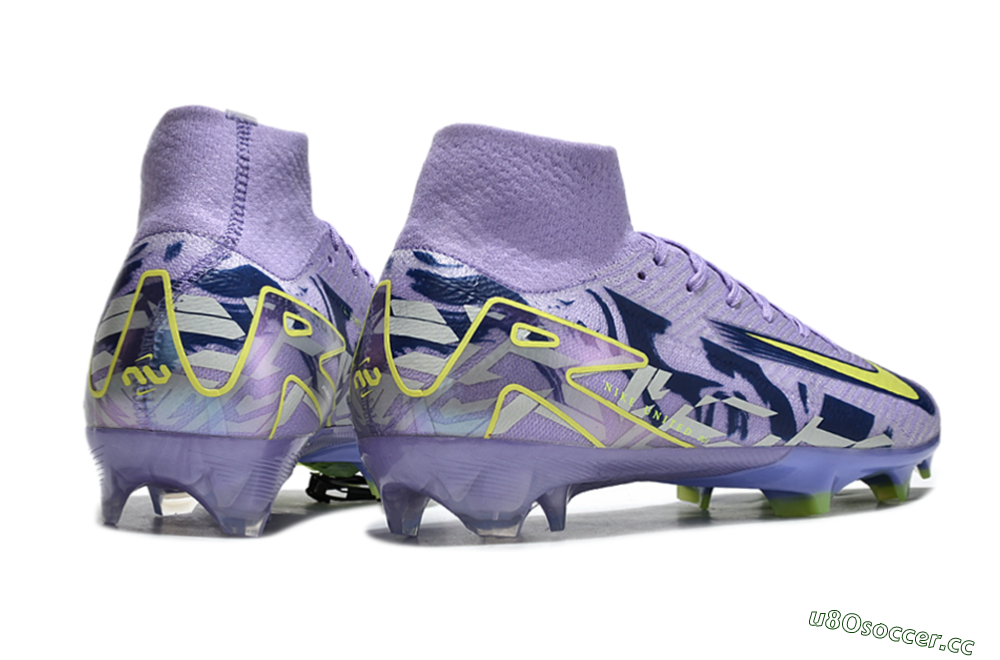 Unisex Nike Air Zoom Mercurial Superfly 10 Elite FG Firm Ground High-Tops Football Boots - Purple/Yellow/White 1