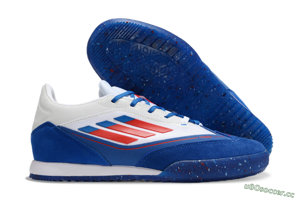 Men's Adidas F50 Elite Messi IC Indoor & Futsal Low-Tops Football Shoes - Blue/White/Red 2
