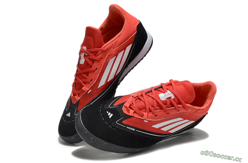 Men's Adidas F50 Elite Messi IC Indoor & Futsal Low-Tops Football Shoes - Red/White/Black 3