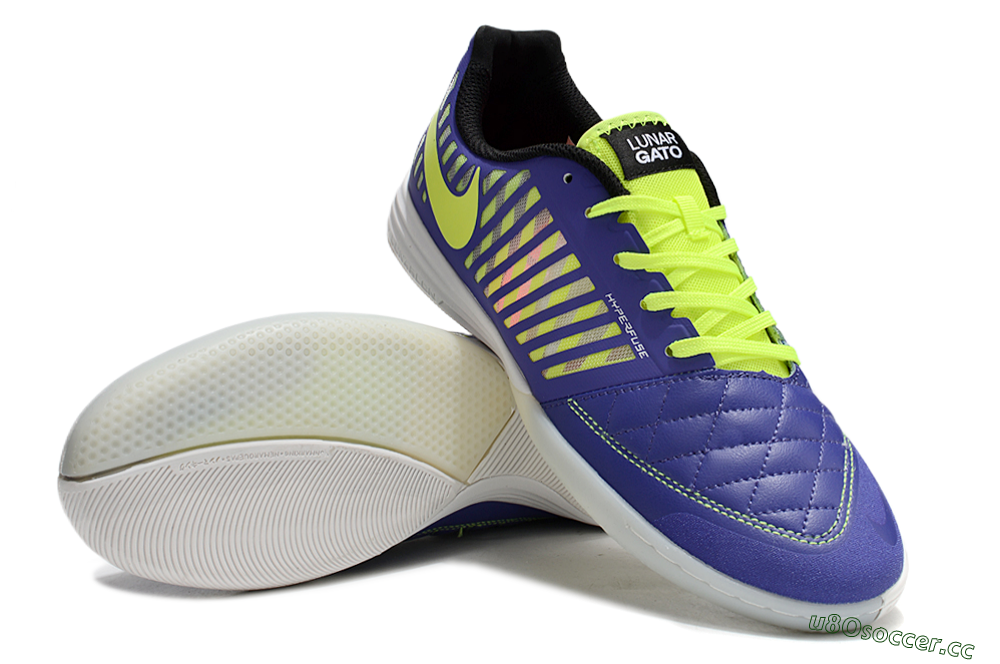 Unisex Nike Lunar Gato 2 IC Indoor & Futsal Low-Tops Football Shoes - Blue/Yellow/White 3