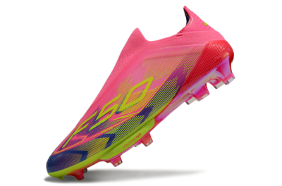 Men's Adidas F50+ Elite Lightstrike Pro Laceless FG Firm Ground Low-Tops Football Boots - Pink/Blue/Yellow