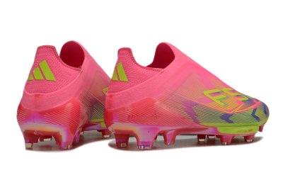 Men's Adidas F50+ Elite Lightstrike Pro Laceless FG Firm Ground Low-Tops Football Boots - Pink/Blue/Yellow